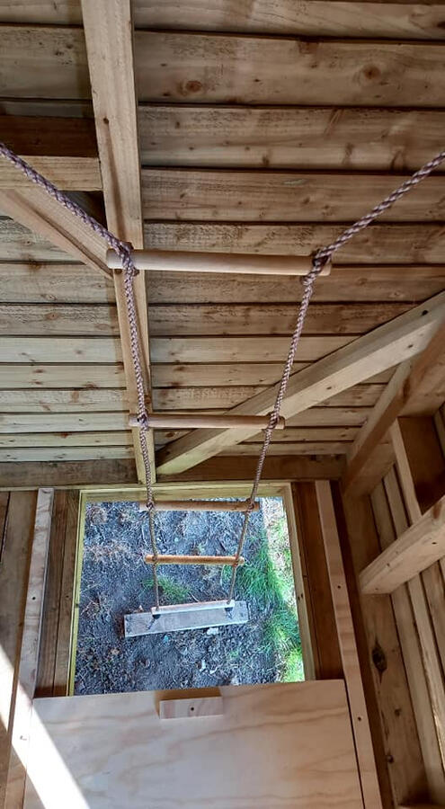 The rope ladder with sliding trap door